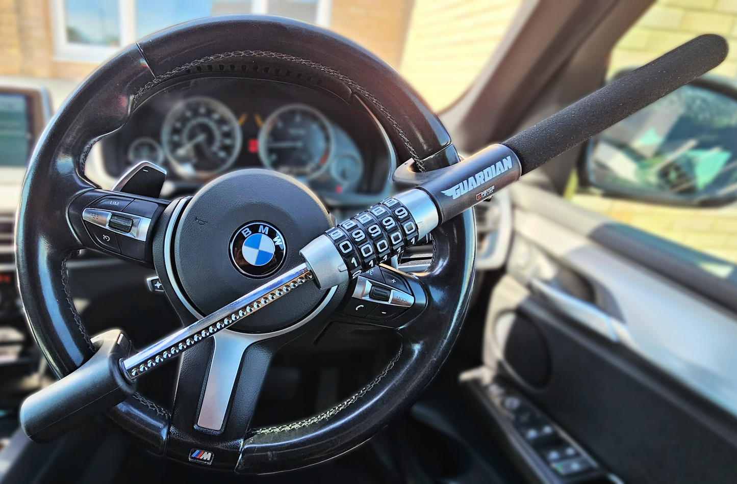 Guardian 5-Digit Combination Steering Wheel Lock, Heavy Duty Keyless Anti-Theft Steering Wheel Lock