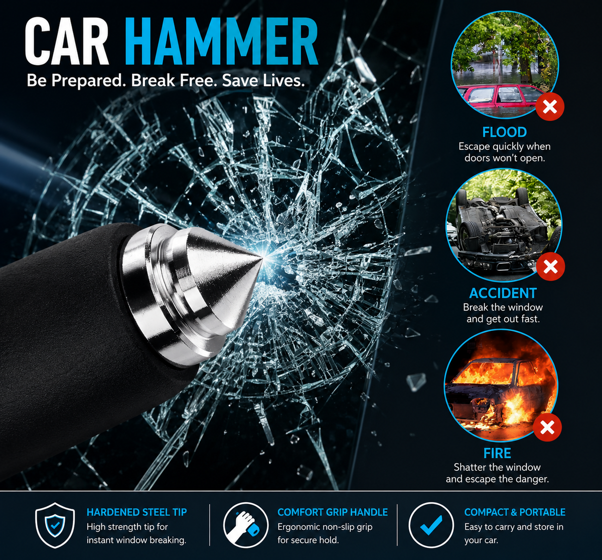 ACE Steering Wheel Lock Car Anti Theft Heavy Duty Adjustable Dual hook Security