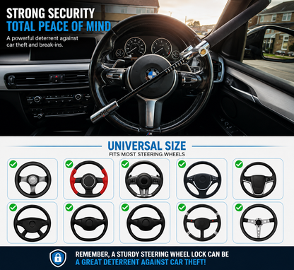 ACE Steering Wheel Lock Car Anti Theft Heavy Duty Adjustable Dual hook Security