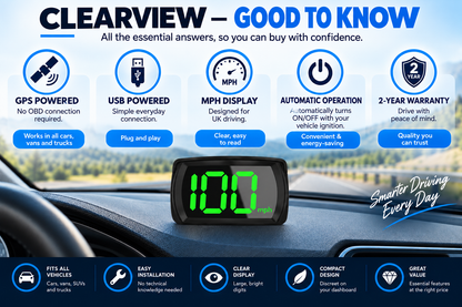 HEYCE ClearView Car GPS HUD Speedometer MPH Head Up Display Large Digital Screen