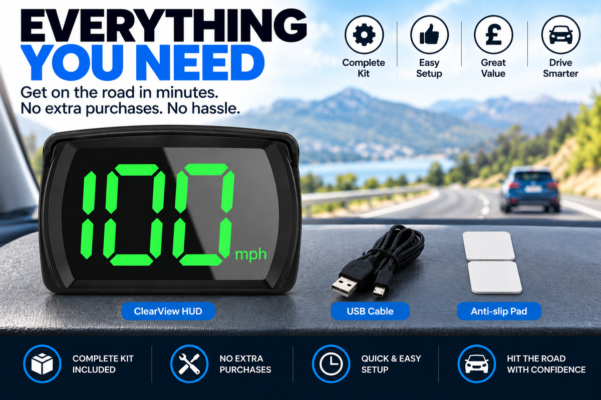HEYCE ClearView Car GPS HUD Speedometer MPH Head Up Display Large Digital Screen