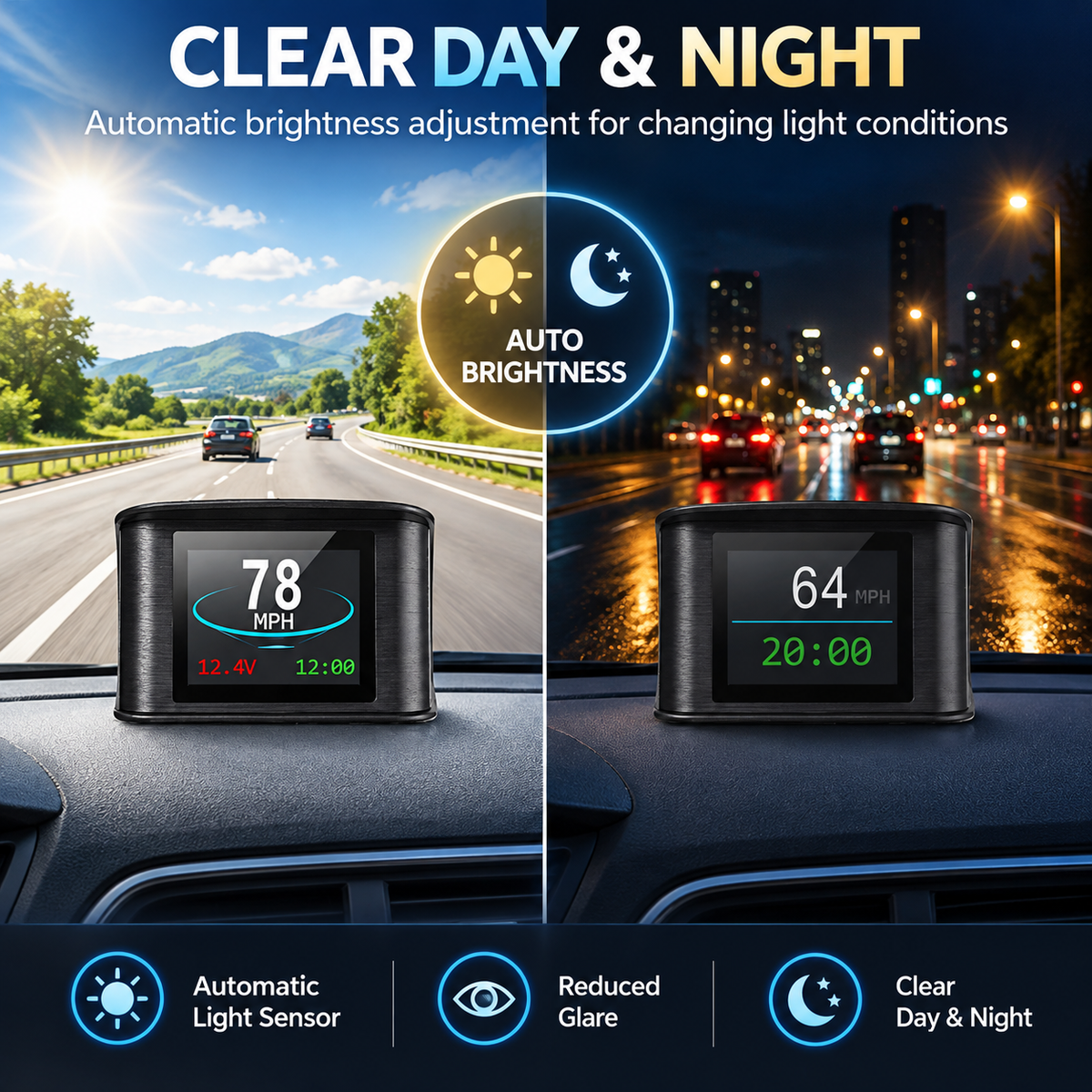 EagleEye Car HUD Head Up Display GPS Digital Speedometer Speed Display Overspeed Alarm
