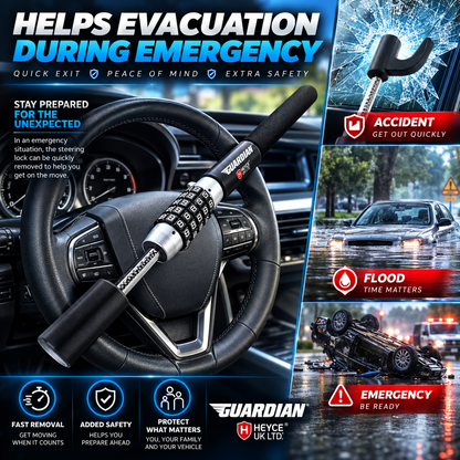 Guardian Steering Wheel Lock 5-Digit Keyless Combination Heavy Duty Car Van Anti-Theft