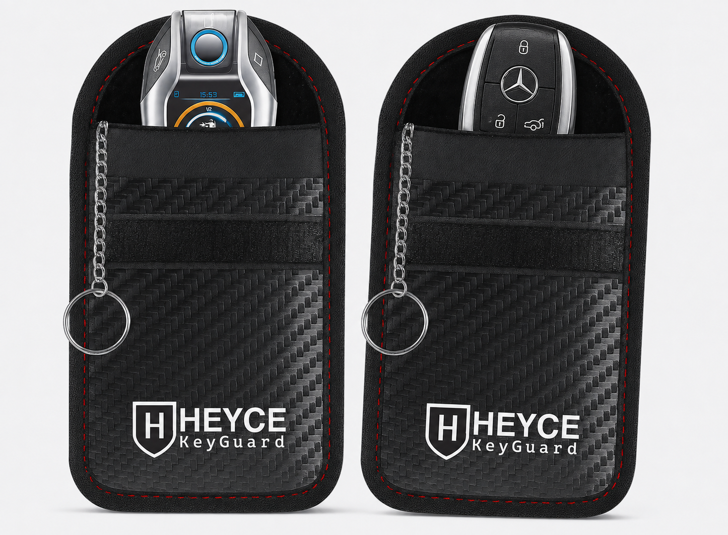 HEYCE Faraday Box & Pouch Set, 5-Piece Car Key Signal Blocker for Keyless Entry, RFID Car Key Safe with 2 Faraday Pouches & 2 Credit Card Protectors, Anti-Theft, Black Color, 16 x 12 x 10 cm