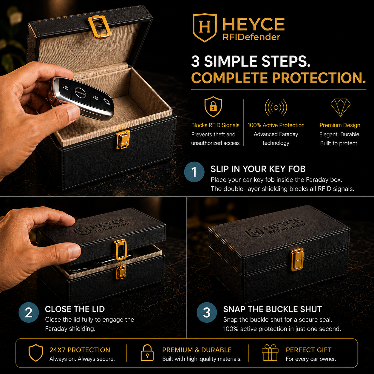 RFIDefender Faraday Box, Keyless Car Key Fob Safe Protector Box, RFID Signal Blocker Car Anti-Theft
