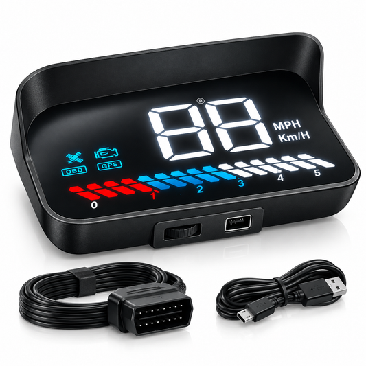 HEYCE SkyView Car HUD Head Up Display OBD2 GPS 3.5" MPH Speedometer RPM Alarm