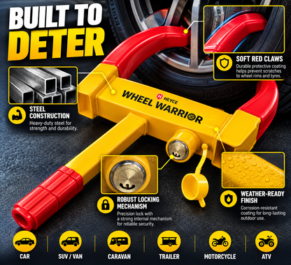 Wheel Clamp Lock Wheel Warrior - Heavy Duty Universal Anti-Theft Locking for Car