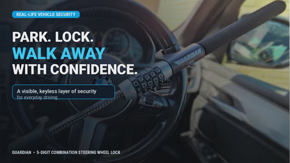 Guardian Steering Wheel Lock 5-Digit Keyless Combination Heavy Duty Car Van Anti-Theft